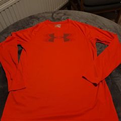 mens orange under armor long sleeve running top