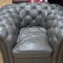 Oversized Grey Leather Chesterfield Armchair Image 3