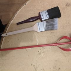 Paint stirrer and brushes