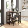 3 Piece Industrial Bar Table Set, Bar Table with 2 Stools and Side Shelf, Kitchen Table and Chairs for Dining Room, Dinette Image 2