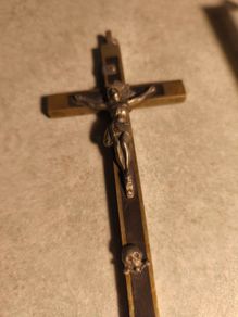 German Crucifix Skull Crossbones Metal Golgotha Crucifix vintage