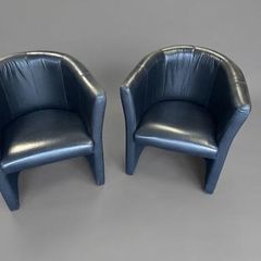 Pair of Leather Tub Chairs