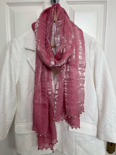 Scarf - Pink with Beaded Embellishment
