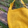 Handmade cotton crochet tote bag - mustard yellow, shopping bag, woven shopper  bag Image 5