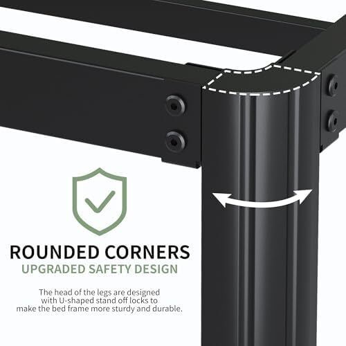 41 cm High Super King Bed Frame, 180 x 200 cm Metal Bed Frame Super King with Rounded Corner Legs