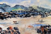 rosbeg beach walk watercolour