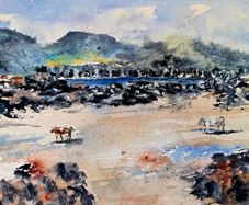 rosbeg beach walk watercolour