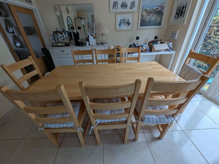 8 seater wooden dining table and chairs