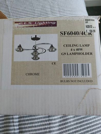Brand new chrome 4 light ceiling lamp +bulbs RRP 105 euro