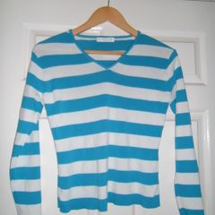 Blue & white ladies top