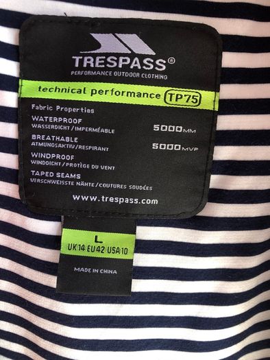 Woman waterproof and windproof jacket TRESPASS size L