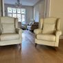 cream leather 3 piece suite Image 4