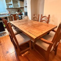 Large 6 seater table and  chairs Mexican pine