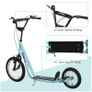 Teen Kids Stunt Scooter w/ Adjustable Handlebar, 16 Inch Rubber Tyres, Dual Brakes, Blue Image 3