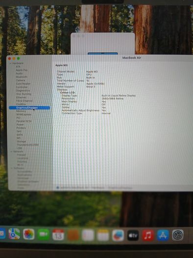 MacBook Air 15,/ M3 2024 (8-CPU 10-GPU)/16GB Ram/256GB SSD Battery health 100%