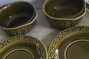 Vintage  Set of 2 soup bowl and saucers  Connemara Celtic Irish Fine Earthenware dishes in the Erin Green pattern. These items, likely from the 1960s