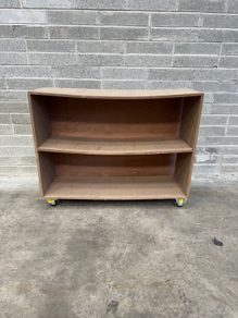 MDF shelving unit on caster wheels