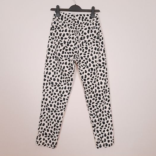 Lucy & Yak Cream Black Abstract Print Dana Mom Jeans W24R/6UK/34EU