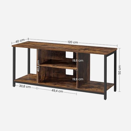 Vintage Brown TV Cabinet for TVs up to 65 Inches with Open Compartments
