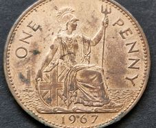 1967 Penny Elizabeth II  coin