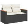 7 Piece Garden Sofa Set with Cushions Black Poly Rattan Acacia Image 3