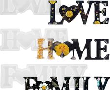 NEW SALE | 3 Pieces Resin Casting Moulds, Love/Home/Family Word Alphabet Epoxy Resin Moulds 3D Silicone Letter Moulds for DIY Craft Table and Home Decoration