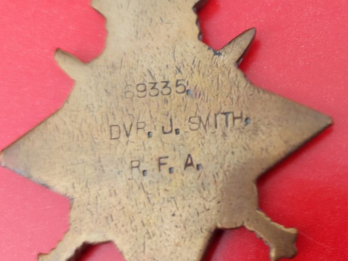 Ww1 1914 Trio Of  Medals And Photo Of J.Smith R.F.A. and his Sweetheart