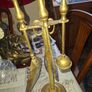 A Vintage Brass Fireplace Companion set, a Brush, Tongs, Shovel and Poker suspended on a stand, Postage available or Collection Image 5