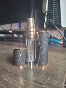 Infurture Luxury Refillable Perfume Atomizer - Black Leather & Rose Gold (BNIB)