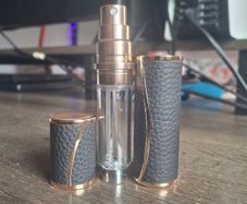 Infurture Luxury Refillable Perfume Atomizer - Black Leather & Rose Gold (BNIB)