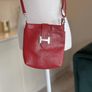 Ladies Red Buckle Style Crossbody Bag Image 7