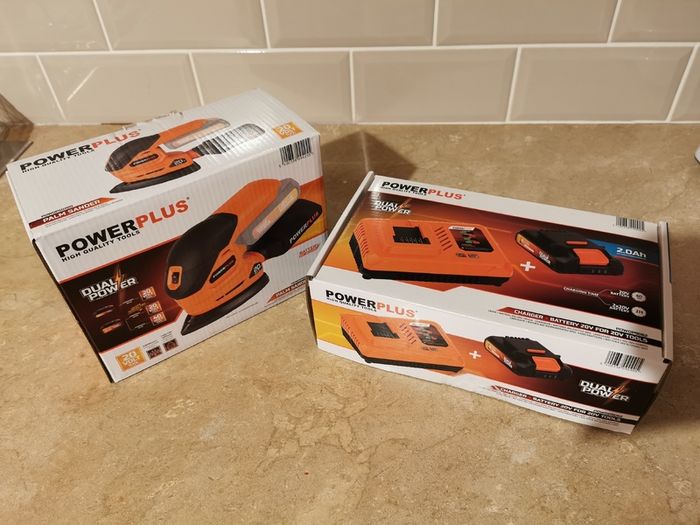 Palm Sander Powerplus + Charger + Battery 20v 2.0ah Cordless Power Tool Woodworking