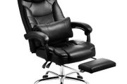 Executive Chair High Back Office Chair with Footrest and Lumbar Pillow Ergonomic Desk Chair 135 Recline &amp; Adjustable Height, PU Leather Swivel Rolling Chair for Work Study Game Black