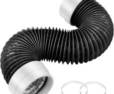 5FT Dryer Vent Hose 4 Inch, 6-Layer Heavy Duty Aluminum Flexible Dryer Duct with Rubber Seal Connectors, Easy-Install Heat Resistant Dryer Exhaust Hose for Tight Spaces, Universal Dryer Hose Vent Kit