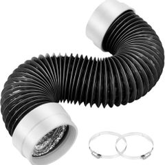 5FT Dryer Vent Hose 4 Inch, 6-Layer Heavy Duty Aluminum Flexible Dryer Duct with Rubber Seal Connectors, Easy-Install Heat Resistant Dryer Exhaust Hose for Tight Spaces, Universal Dryer Hose Vent Kit