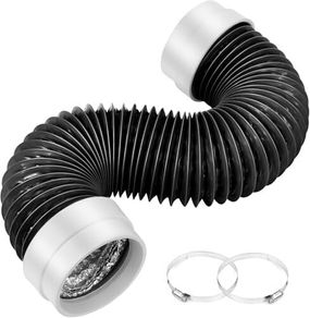 5FT Dryer Vent Hose 4 Inch, 6-Layer Heavy Duty Aluminum Flexible Dryer Duct with Rubber Seal Connectors, Easy-Install Heat Resistant Dryer Exhaust Hose for Tight Spaces, Universal Dryer Hose Vent Kit