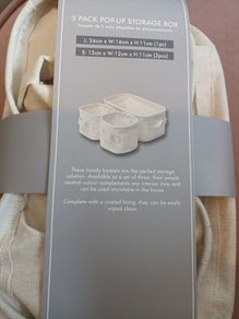 3 x pop up storage baskets