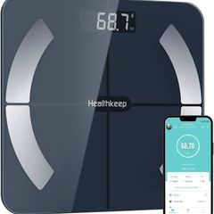 FREE P&P Scales for Body Weight, Digital Bathroom Scales with BMI and Body Fat High Precision Sensors, Bluetooth Weighing Scales Body Composition Monitors with App Max. 180kg/400lb, Blue