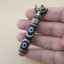 Vintage 6 Eyes Hiamalyan Tibetan Agate Bead Brass Pendant Image 6