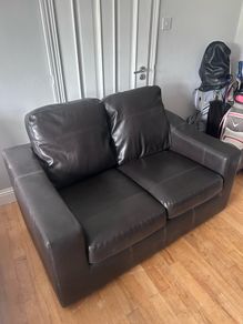 Two seater black leather