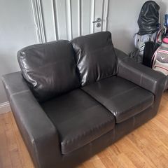 Two seater black leather