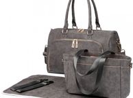 main image for ad Leather look Maternity Changing Shoulder Bag (Grey)