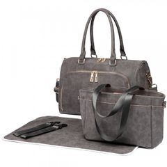Leather look Maternity Changing Shoulder Bag (Grey)