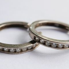 Vintage Sterling Silver & Cubic Zirconia Hoops Earrings 2,7g