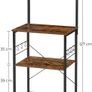_Kitchen shelf, standing shelf with 3 shelves, with 6 S-shaped hooks, industrial design, for microwave, cooking utensils, spices, pots and pans, vintage brown-black Image 2
