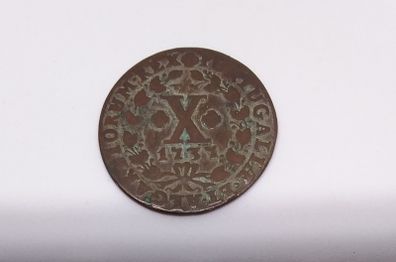 Portugal : 1737 - 10 Reis Copper Coin