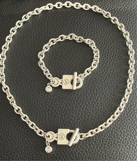 Silver Plated Padlock & Key Necklace & Bracelet