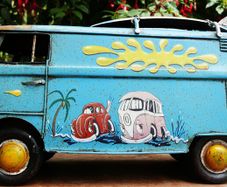 (12" long) Vintage Tin Metal VW Kombi Bus type -Bamber Bridge Beetles- Volkswagen Camper, 1967 scale model