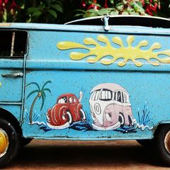 (12" long) Vintage Tin Metal VW Kombi Bus type -Bamber Bridge Beetles- Volkswagen Camper, 1967 scale model