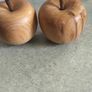 Set of 2 Large  Hand Carved Solid Wood Apple Vintage Wooden Sculpture Image 4